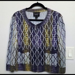 St. John Couture Metallic Zip Cardigan